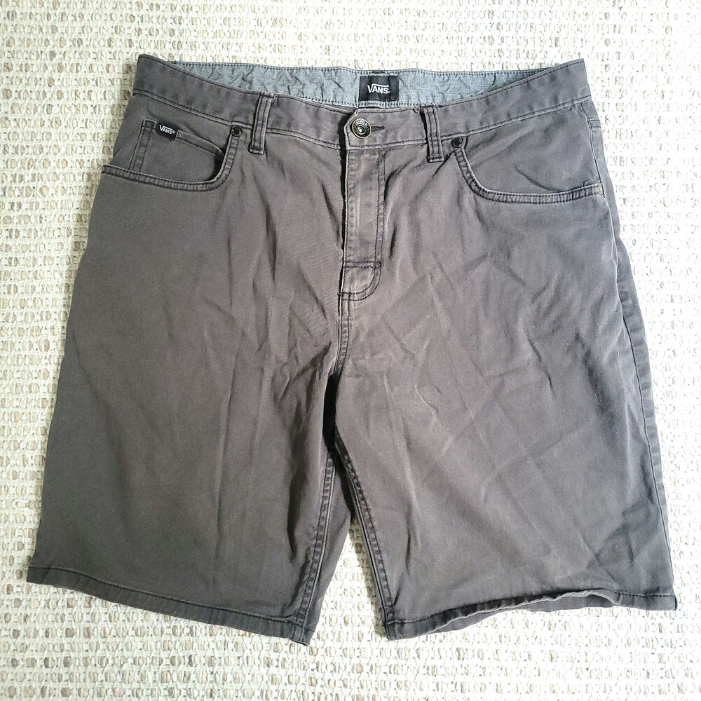 Vans Mens 34 Dark Gray Khaki Shorts Casual Cotton